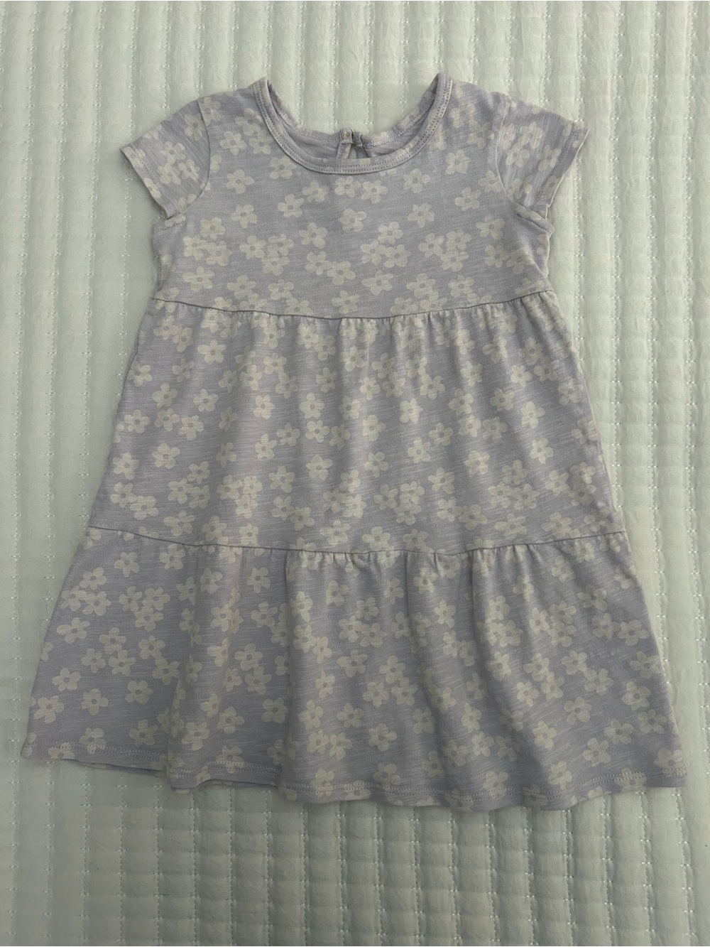 Little Co Light Lavender Cotton Floral Tiered Dress Size 24M
